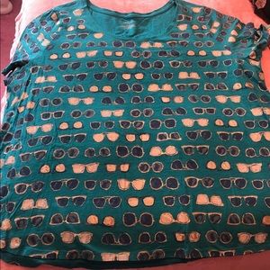 Lane Bryant green/blue golden sunglasses T-shirt